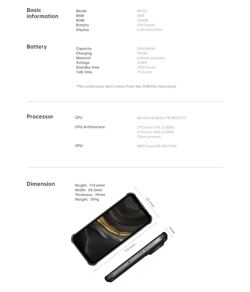 Смартфон Oukitel WP22 8/256Gb — фото 3